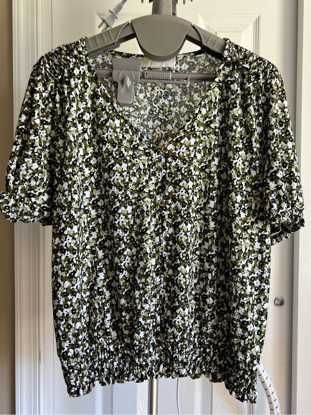 MICHAEL Michael Kors Floral Green Blouse L